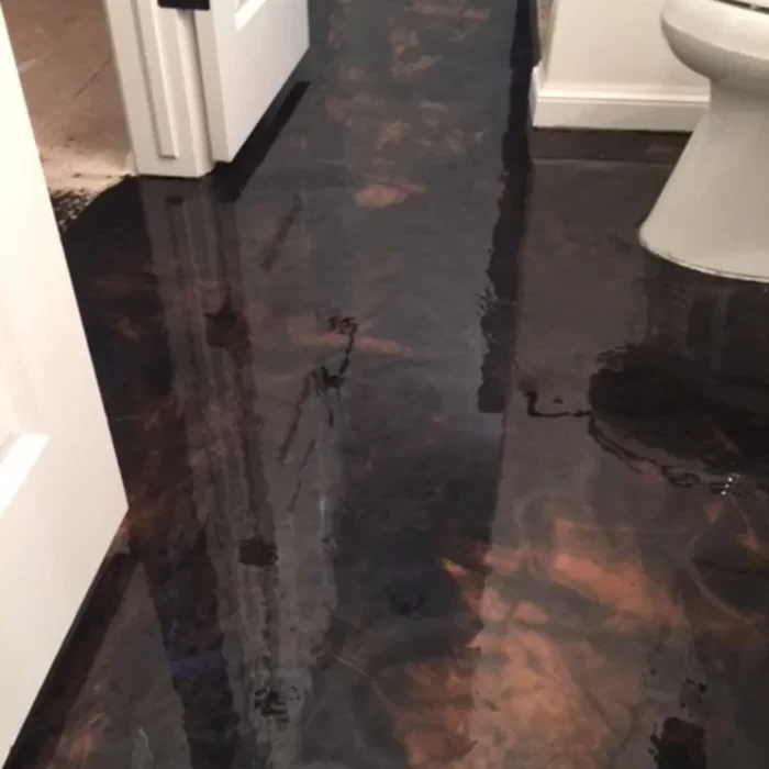 Dark charcoal metallic bathroom floor