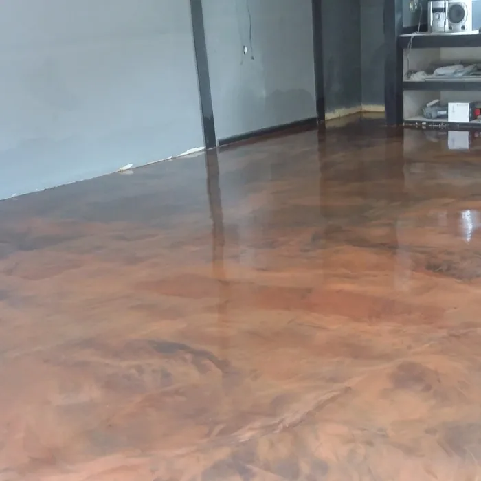Amber metallic epoxy living space