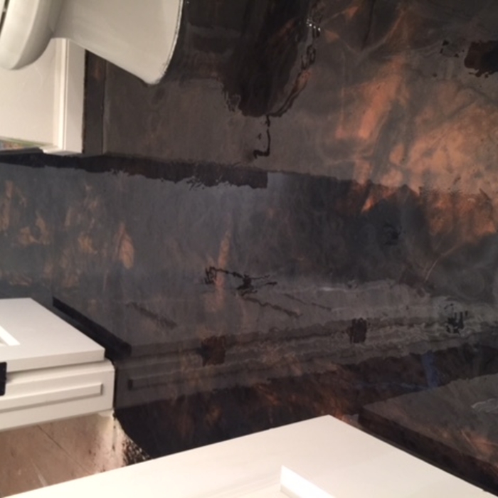 Dark charcoal metallic bathroom floor
