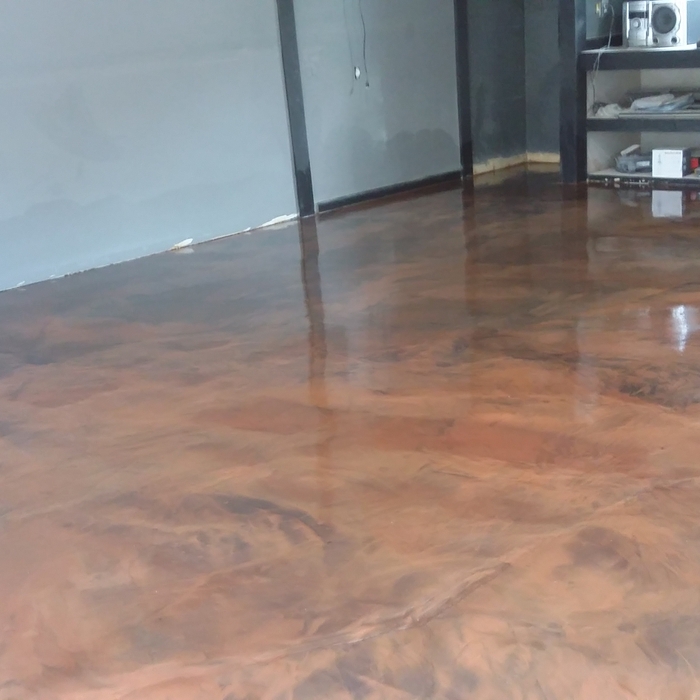Amber metallic epoxy living space